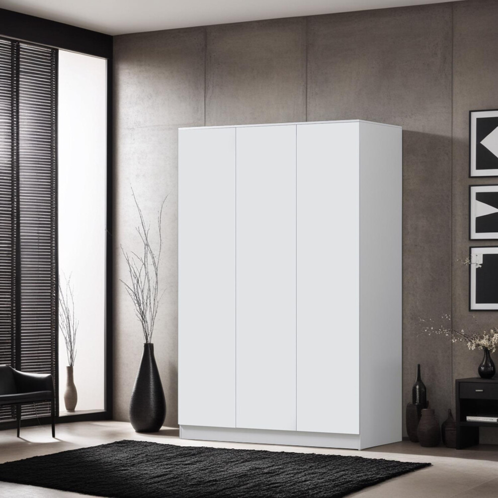 3 Door Wardrobe Matt White Bedroom Furniture Soft Close Hinges Push To Open