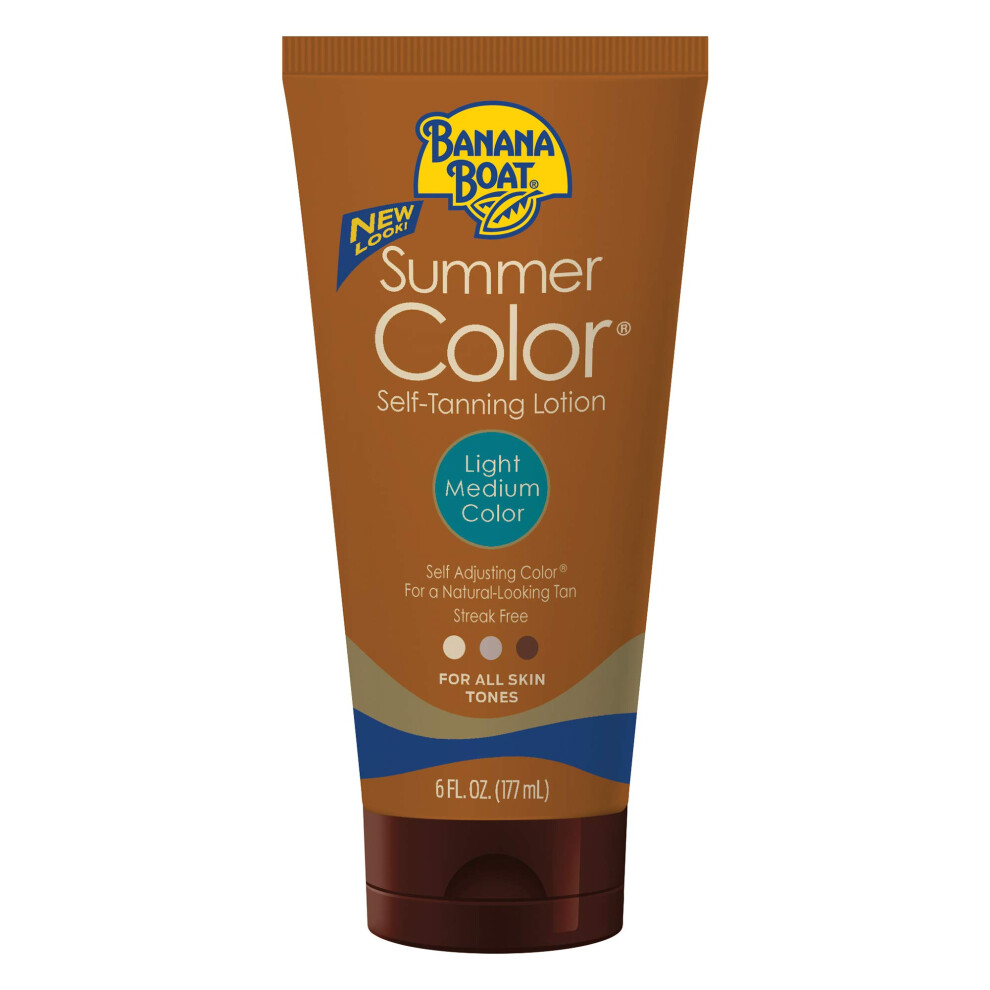 Banana Boat Summer Color Self Tanning Lotion  6oz | Light Medium Color for All Skin Tones  Self Tanner Lotion  Sunless Tanning Lotion  Banana Boat Sel