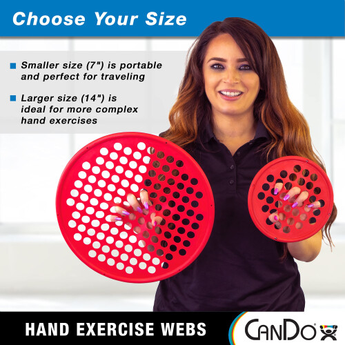 CanDo Hand Exercise Webs för Fysioterapi, Greppstyrka och Hand-, Finger-, Handledsövningar, Bärbar, 7" Diameter 1
