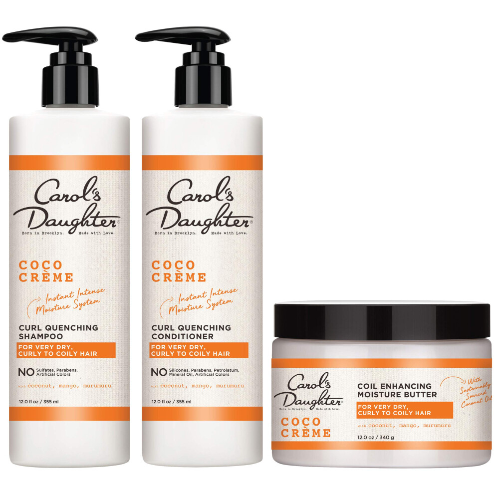 Carol?? Daughter Coco Creme Sulfate Free Shampoo and Conditioner Set with Silicone Free Hair Butter  for Very Dry Curly Hair  with Coconut Oil and Man