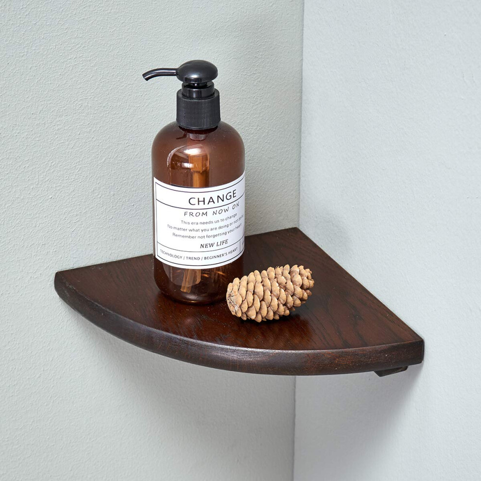 Corner Shelf  7inch Solid Walnut Wood Floating Corner Shelf Wall Mount Round End Floating Speaker Shelf with Wire Hole Display Shelf for Small Plant P