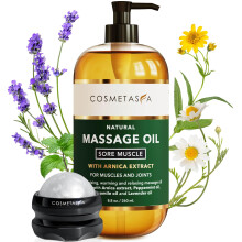 Cosmetasa Massage Oil fr mma muskler med rullkula - Sidfogar och muskler med Arnica Lavender Oil Peppermint Oil & Chamomile Extract - Great Sto