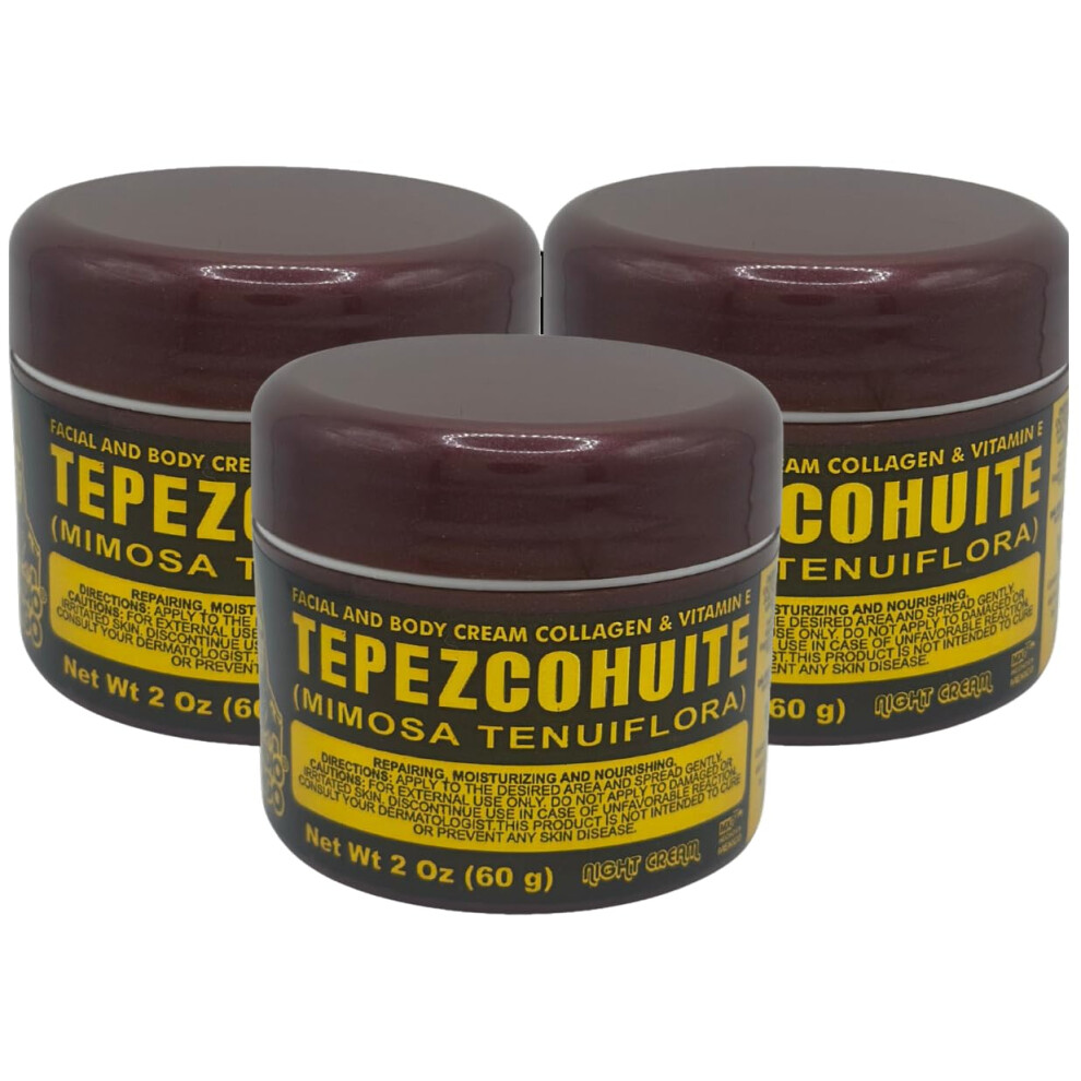 Del Indio Papago Cream Tepezcohuite Night 60G / 2.02Fl Oz 3 Pack - Reduce Expression Lines - Clarifies Skin Imperfections