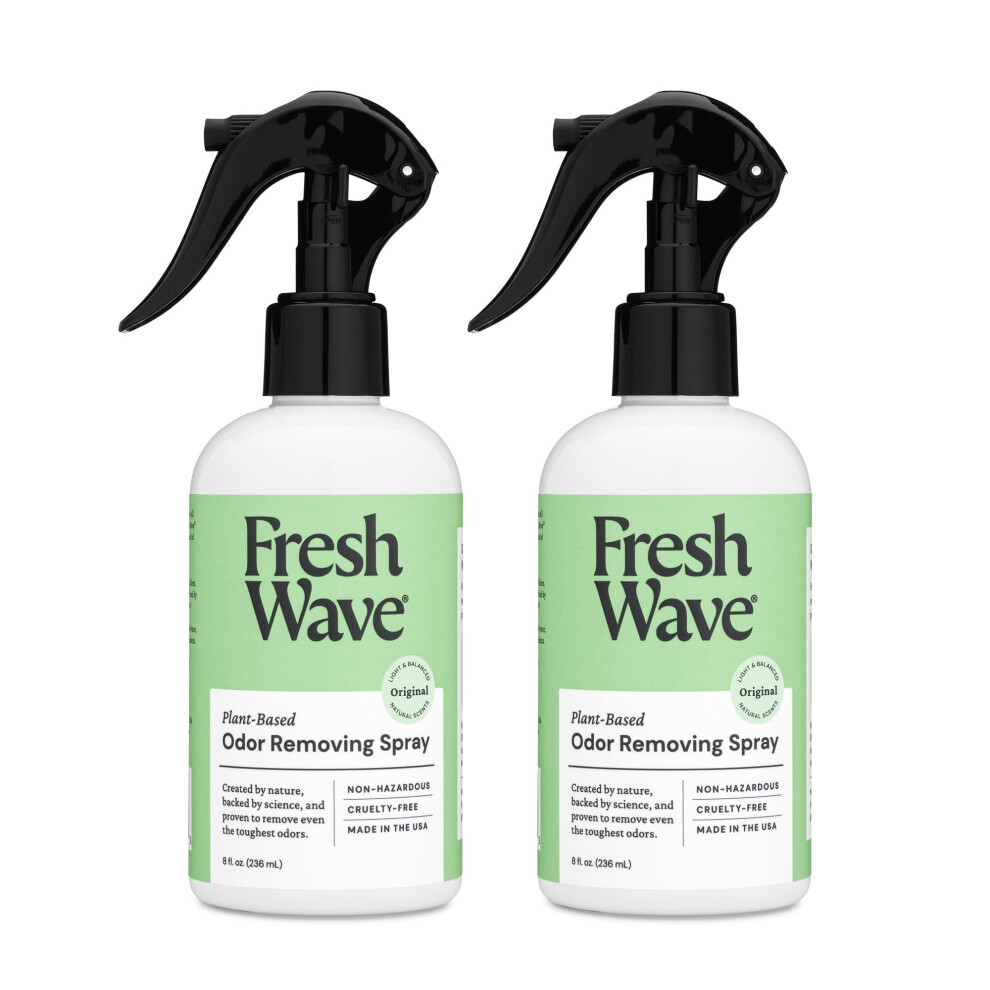 Fresh Wave Odor Eliminator Spray & Air Freshener  8 oz. | Pack of 2 | Fine Mist for Home | Safer Odor Relief | Natural Plant-Based Odor Eliminator | F