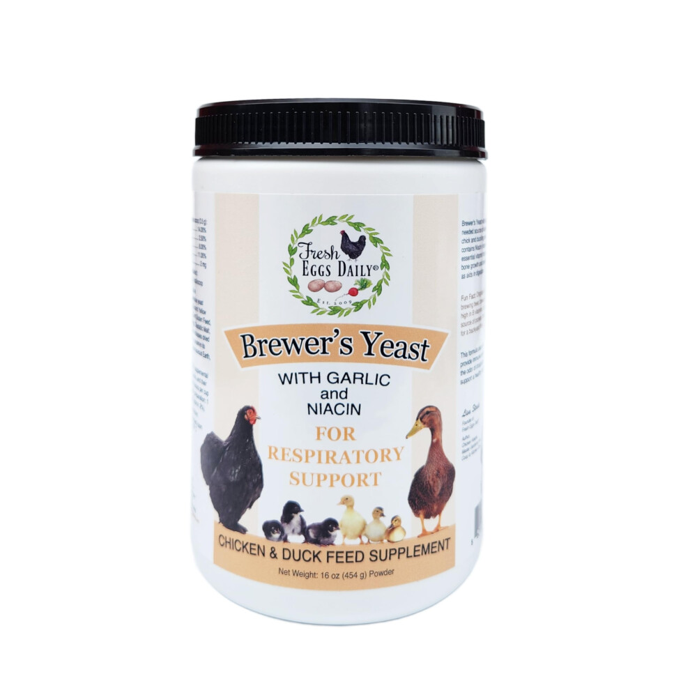 Fresh Eggs Daily Brewer's Yeast with Garlic Powder and Niacin for Ducks Ducklings Feed Supplement Vitamins for Backyard Chickens 1LB