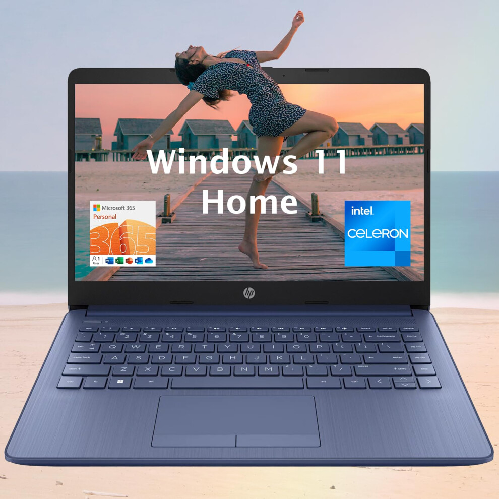 HP Portable Laptop (Include 1 Year Microsoft 365)  14 HD Display  8GB RAM  64GB eMMC  Intel Quad-Core N4120  Student and Business  Webcam  HDMI  Wi-Fi