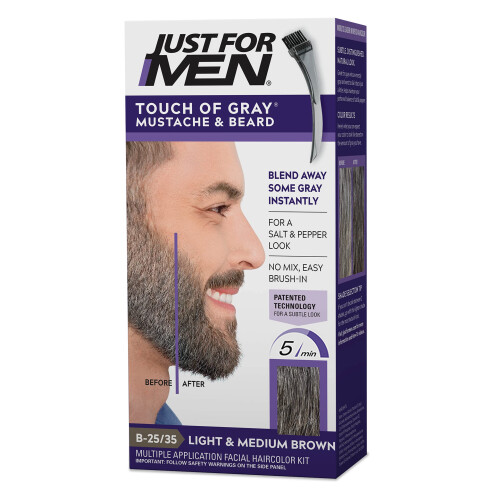 Just For Men Touch of Gray Γενειάδα και Μουστάκι, Χρώμα για Γκρίζα Μαλλιά με Πινέλο