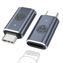 Adattatore MoKo Lightning Femmina a USB C Maschio 2Pack per iPhone 15/16, Galaxy S24, iPad, Fast Charging, Grigio 35W