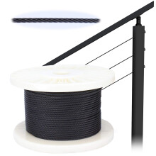 Muzata 300 stp 1/8 """" czarny kabel ze stali nierdzewnej T316 Drutowa lina do wewnatrz czarnego zestawu balustrada