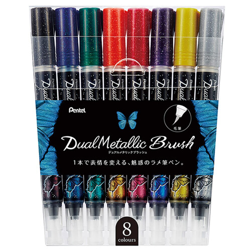 Pentel Pentel Dual Metallic Pensel 8 F?rger Set GFH-D8ST