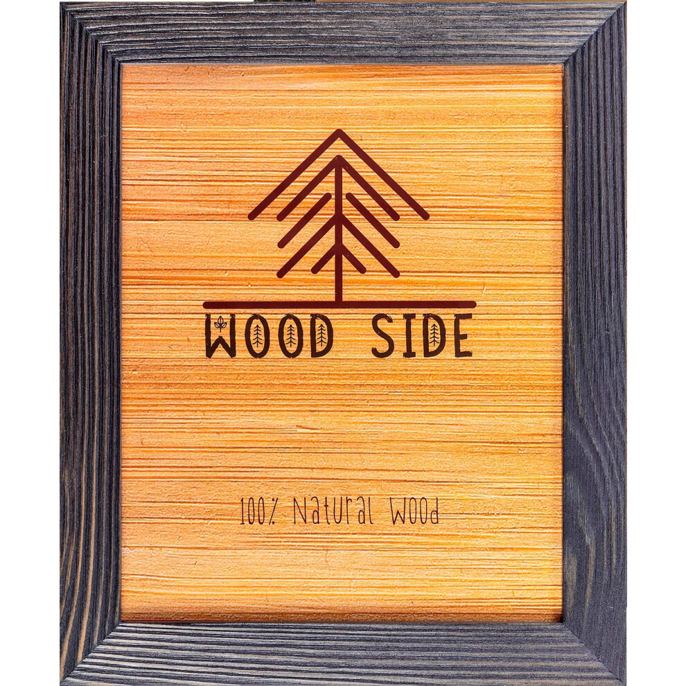 Rustic Wooden Poster Picture Frame 16x20  Natural Solid Eco Distressed Wood for Wall Mounting Photo Frame  Dark Grey