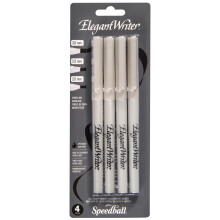 Speedball Elegant Writer Calligraphy 4 Marker Set, Zwart, 2,0 mm, 2,5 mm en 3,0 mm