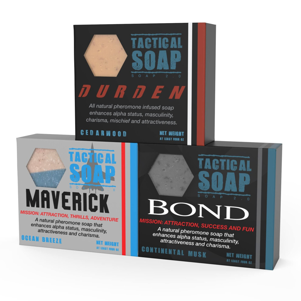 Tactical Soap All-Natural Men's Soap (3 bars) - Pheromone-Infused for