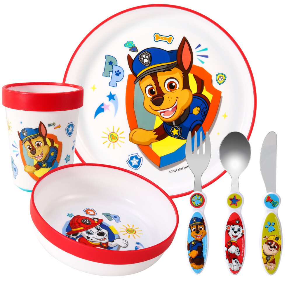 Paw Patrol Kids 6 Piece Dinner Set - Plate/Bowl/Cup/Knife/Fork/Spoon