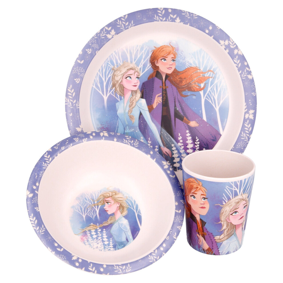 Frozen 3Pcs Wooden Kids - Plate, Bowl and Tumbler Lunch Dinner Set