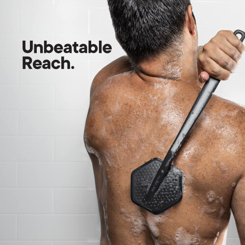 Tooletries - Silicone Back Scrubber with Hook - Exfoliating Shower Bru 1