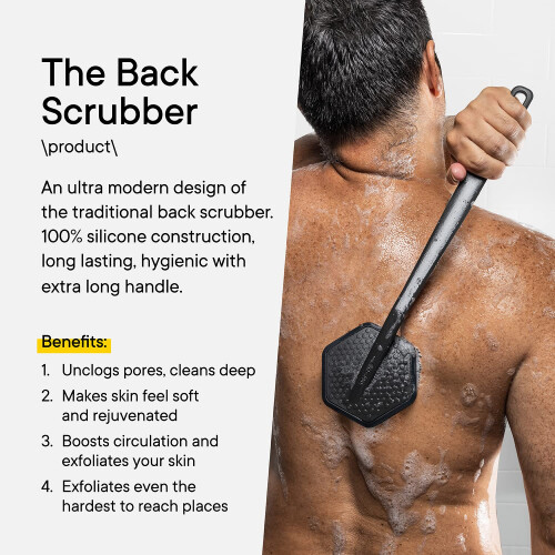 Tooletries - Silicone Back Scrubber with Hook - Exfoliating Shower Bru 2