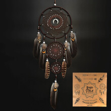 Urdeoms Gran Atrapasueños para Dormitorio Adulto Marrón Boho Decoración Pared con Adorno Turquesa