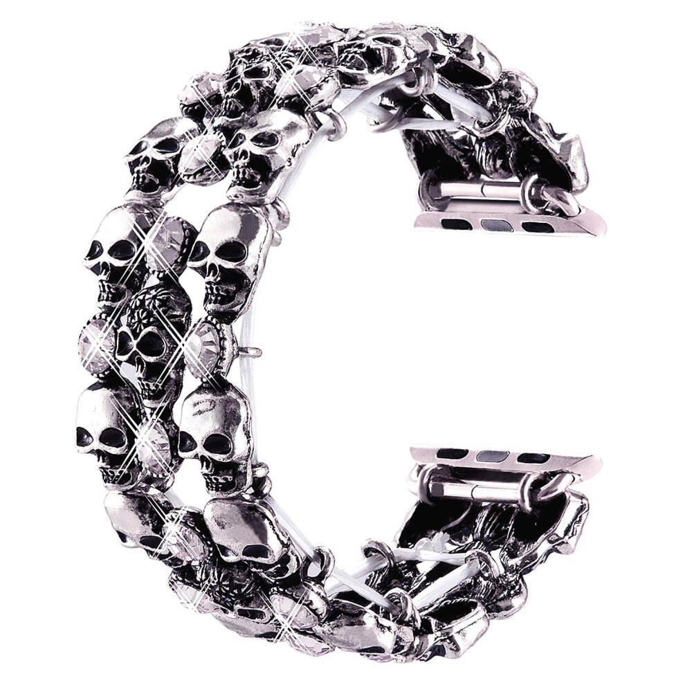 VIQIV Skull Bands Compatible with Apple Watch Ultra Band 38mm 40mm 41mm iWatch Series SE 9 8 7 6 5 4 3 2 1  Diamond Rhinestone Stainless Steel Metal B