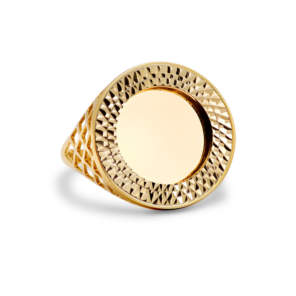 (L) Jewelco London 9ct Gold Basket Kites Quarter Sovereign Coin Mount Ring - Gold-plated Silver Cup - JRN168-Q