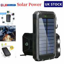900000mAh Solar Power Bank Pack Waterproof 2USB LED Battery Charger Phone UK