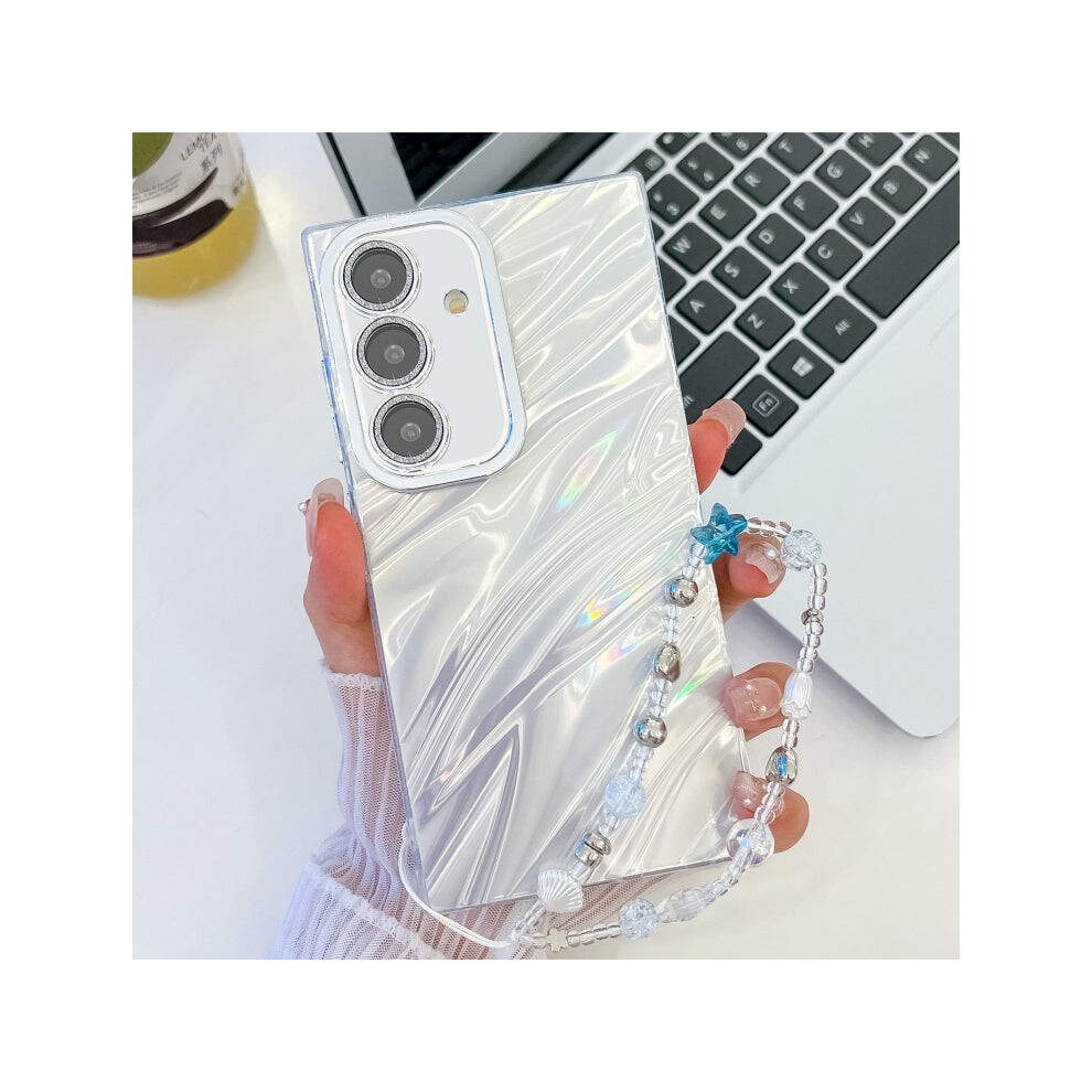 Photos - Case  Plating Glitter Texture Chain Wristband TPU Phone  with Lens Film, Series 15(Purple Wrinkles, For Samsung GalaxyA36 5G)