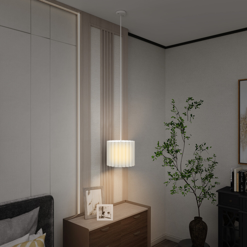 Homcom Linen Pendant E27 Lampshade For Living Room, Bedroom, Light/White