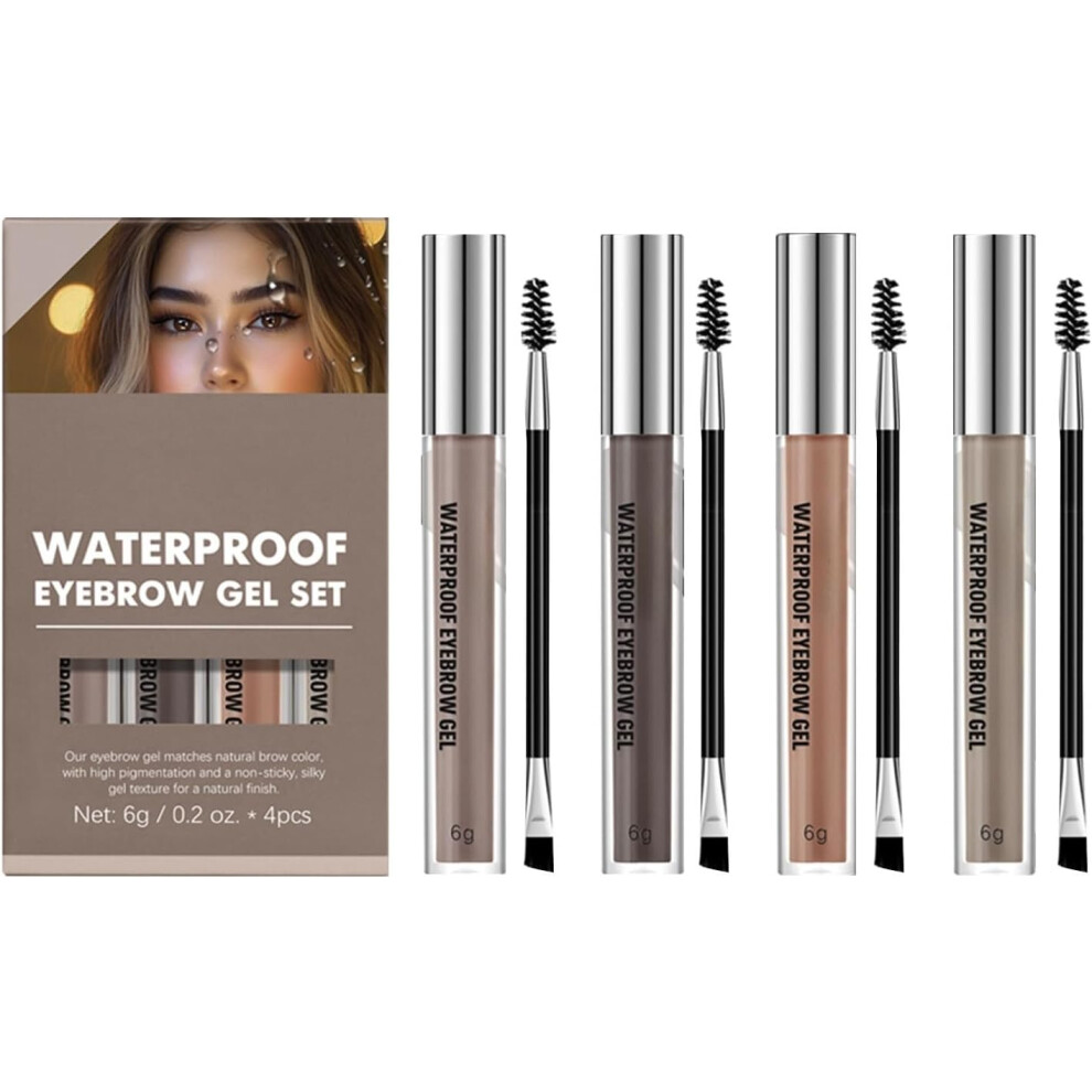 Gogerstar Waterproof Eyebrow Gel, Long Lasting Brow Setter With Brush For Semi-Permanent Eyebrow Makeup, Natural Eyebrows Styling, Eyeliner,Tinting