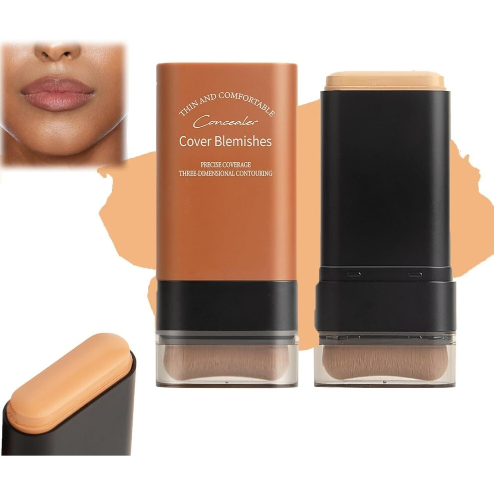 (05#Dark Wheat) Hydrating Lightweight Foundation Stick With Brush, Korea Flawless Eraser Foundation Stick,Beauty Foundation Stick,Double Head Foundation Make-Up Stick