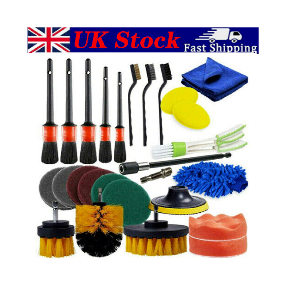 26Pcs Car Cleaning Kit Auto Interior Exterior Detailing Brush Set W/Gloves Towel 5039732009710