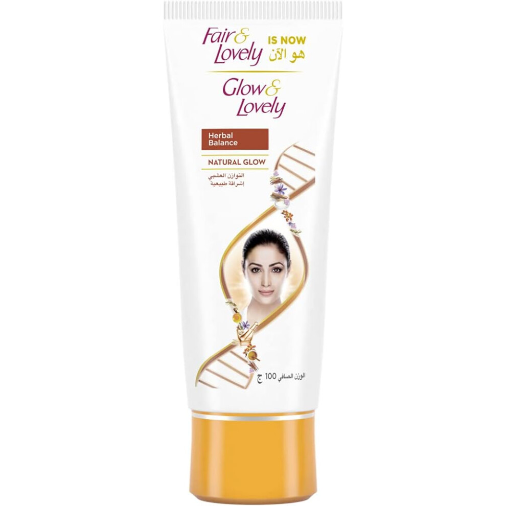 Fair & Lovely is Now GLOW & LOVELY Herbal Balance Face Cream with Natural Glow 100g | Clears Uneven Skin Tone | Reduce Acne Scars & Marks | Soft Skin