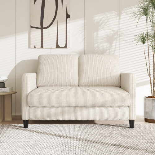 (Beige) Corduroy mini 2-Seater Sofa For Bedromm / office