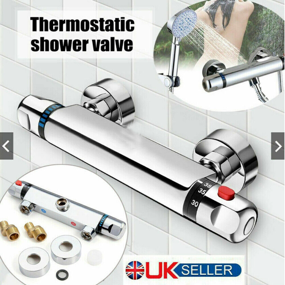 Bathroom Exposed Bar Thermostatic Shower Mixer Valve Tap Chrome 1/2" Outlet Uk 8758463737125