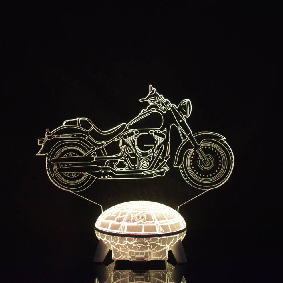 (16 color remote control, Black round set) New motorcycle 3D night light desktop office decoration ornament night light internet celebrity anchor back-image-OPC-PGJ2KMV-NEW