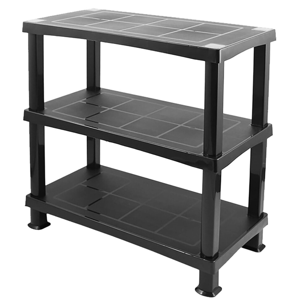 1 X Multipurpose 3 Tier Strong Black Plastic Shelving Unit 5061091558479