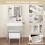 ELECWISH LED Lighted Dressing Table Set with Storage Stool Charging Station UK 6