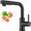 Matt Black Kitchen Taps with Pull Out Spray, Stainless Steel Kitchen Sink Taps Bar Taps, 2 Spray Functions Kitchen Mixer Tap with Pull Down 1