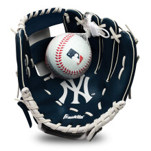Franklin Sports MLB Ungdom Teeball Handske och Boll Set - New York Yankees - Perfekt Första Handske - 9,5"