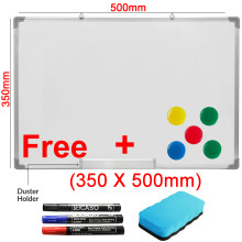500 x 350mm White Magnetic Whiteboard Board Dry Wipe Office Home School Notice Dry Erase Board, with 1 Eraser & 2 Markers & Magnets