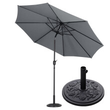 Garden Sanctuary 3M Banana Umbrella w/ 10KG Floral Base, Dark Gray