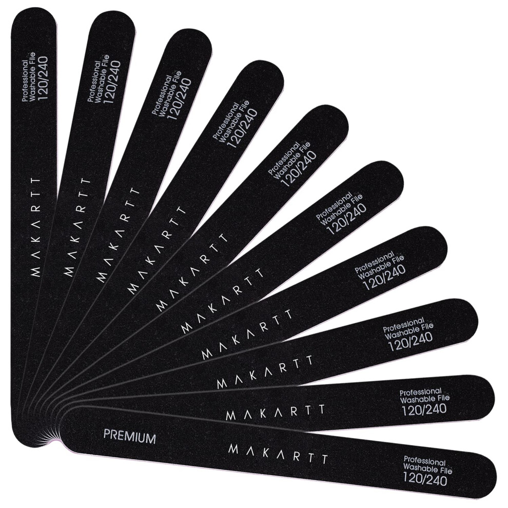 Makartt Nail File 120 240 Grit Emery Boards For Nails 10Pcs Nail Files Professional Washable Doubled Sides Nail File Kit For Manicure Pedicure Natural