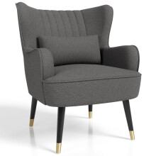 (Grey) Plush Teddy Fleece Accent Chair Comfort Style