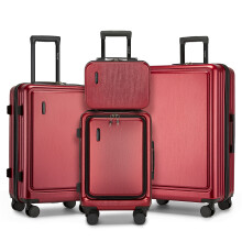 (Red, 12+20+24+28 inch) ABS+PC Hardshell Luggage Set With Tsa Lock 4-Piece Set 12/20/24/28 And Vanity Case