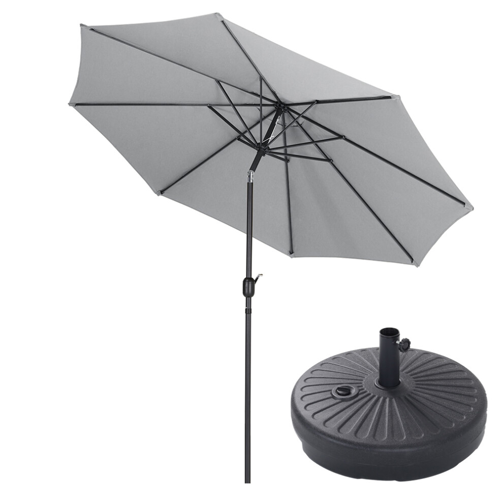 Garden Sanctuary 3M Banana Umbrella w/ Round Water Tank, Light Gray