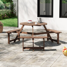 Garden Sanctuary 6 Seat Outdoor Round Dining Table and 3 Bench Set