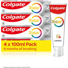 Colgate Total Original Toothpaste 4x100ml - Stronger 24-hour bacterial defence* - Unique dual zinc antibacterial technology - 8 benefits for complete