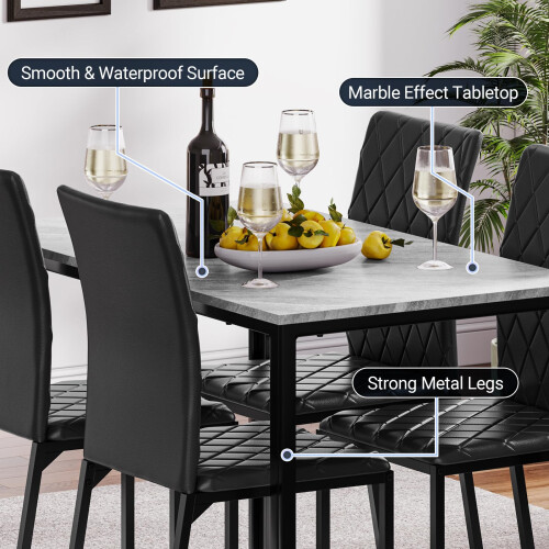 Dining Table and Chair Set, Table &  Black Chair 2