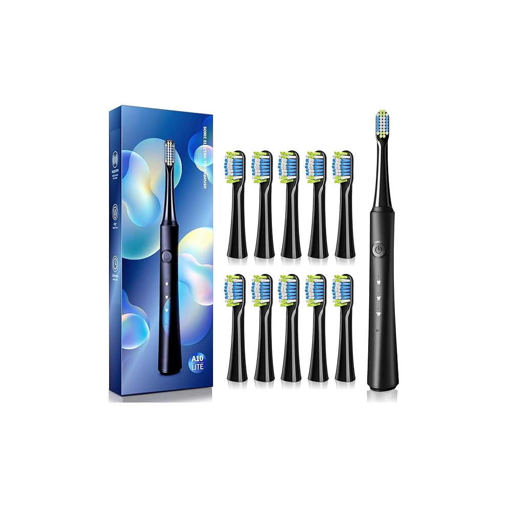 TEETHEORY Upgraded Version-Sonic Electric Toothbrush for Adults with 10 Brush Heads, Power Electric Toothbrush with 400