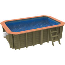Plastica Wooden Exercise Pool Package with Badu Jet Riva Counter Current With TILEBAND