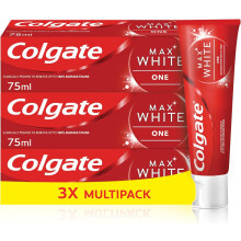 Colgate Max White One Toothpaste 3 X 75ml - Teeth Whitening Toothpaste - Clinically Proven Formula - Removes up to 100% of Surface Stains